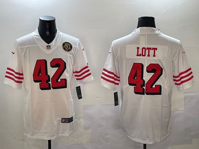 Men San Francisco 49ers #42 Lott White Throwback 2024 Nike Limited NFL Jersey style 01041
